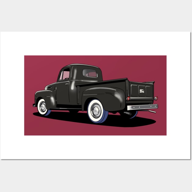 Ford F1 truck in black Wall Art by Webazoot